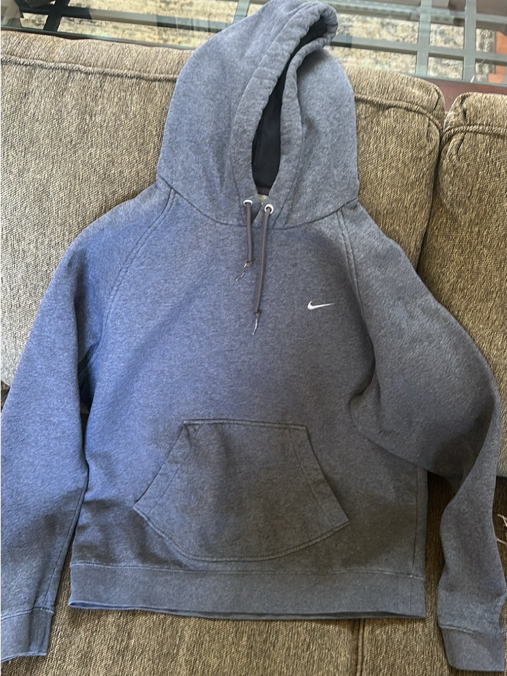 Nike Blue-Gray Pullover Hoodie with Swoosh